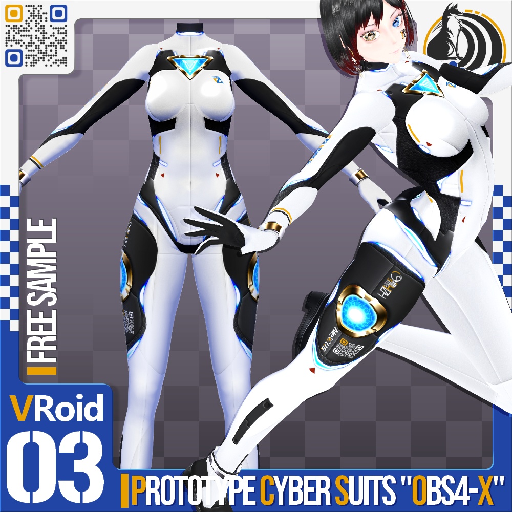 [XWear対応][発光可能] VRoid用 多色展開 第五世代サイバースーツ "OBS4 プロトタイプ" - Cyber Suits 5th Gen. "OBS4 Prototype"