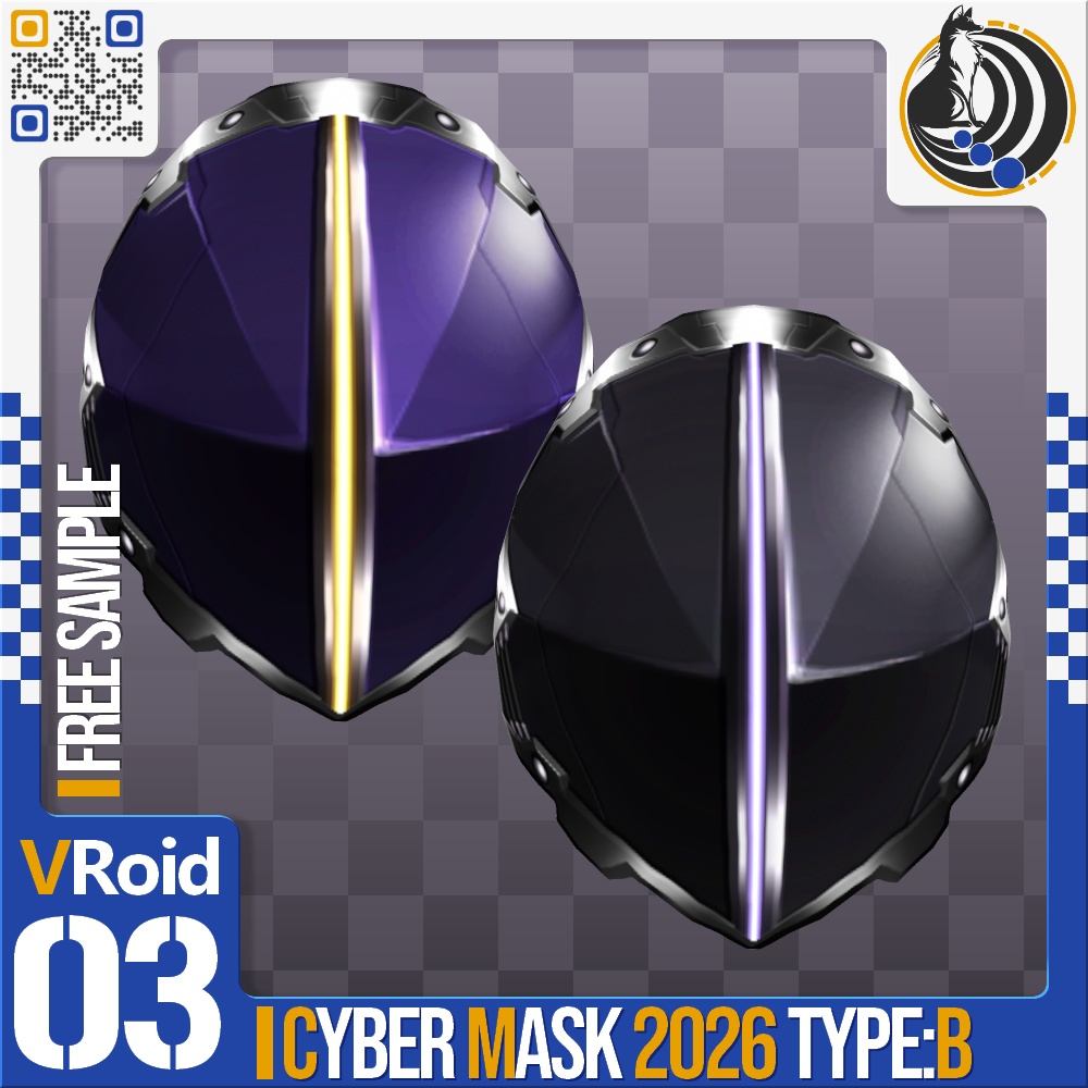 [発光可能] VRoid用 多色展開 サイバーマスク 2026 Type:B - Cyber Mask 2026 Type:B