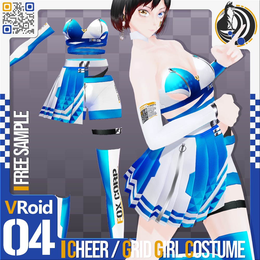 [XWear対応] VRoid用 8色展開 チアガール / グリッドガール コスチューム - Cheer/ Grid Girl Costume 8Colors