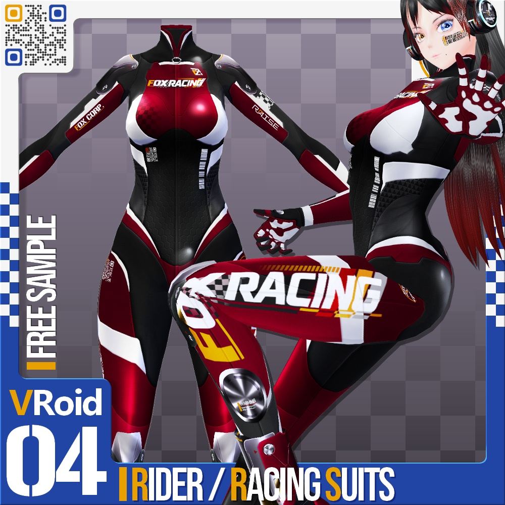 [XWear対応] VRoid用 10色展開 レーシングスーツ / ライダースーツ - Racing / Rider Suits 10Colors