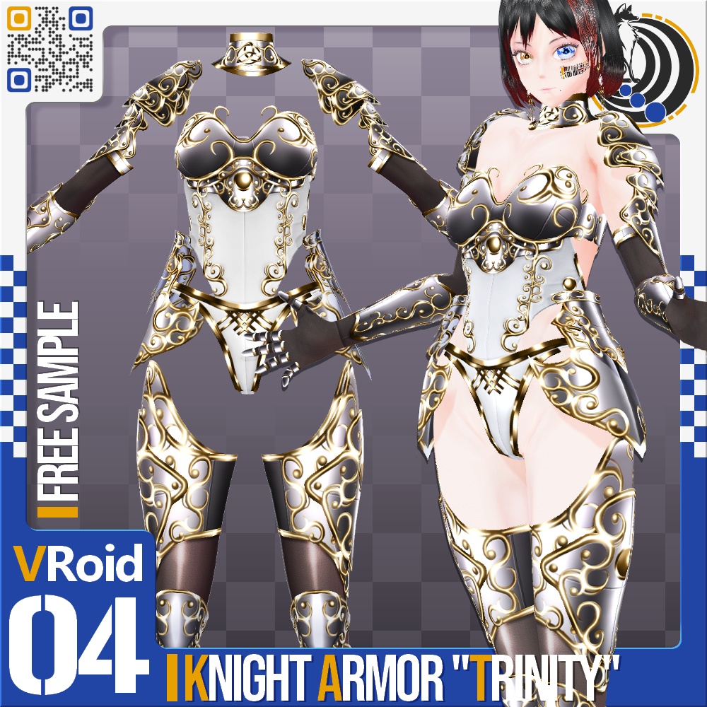 [XWear対応] VRoid用 8x3色展開 騎士鎧 トリニティ - Knight Armor "Trinity" 8x3Colors