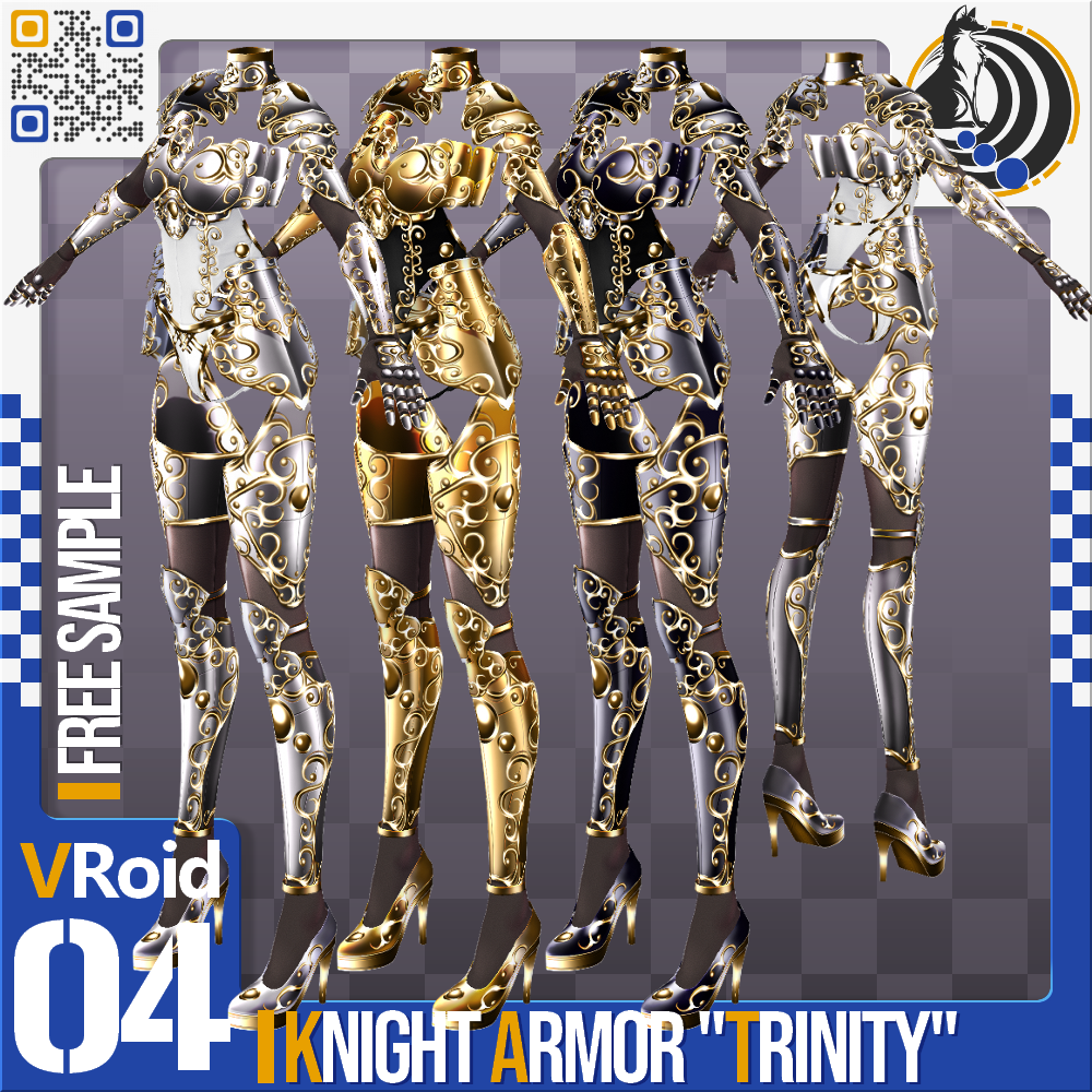 [XWear対応] VRoid用 8x3色展開 騎士鎧 トリニティ - Knight Armor 
