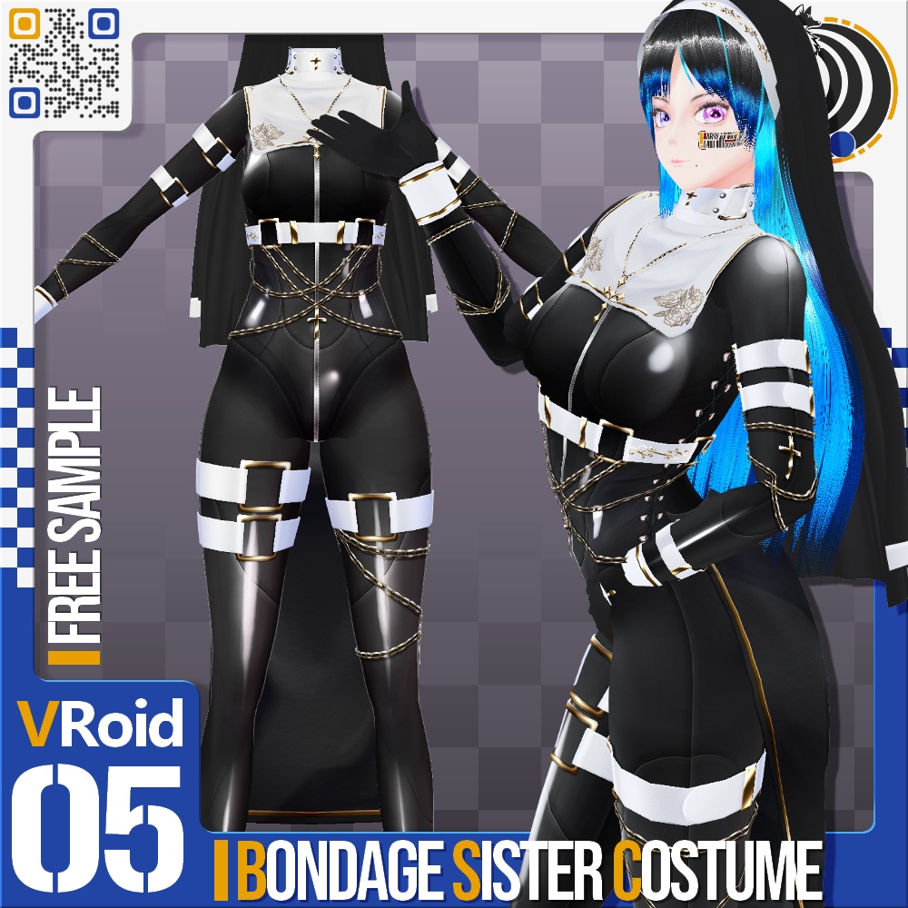[XWear対応] VRoid用 10色展開 ボンデージシスター(修道女)衣装 / Bondage Sister Costume 10Colors