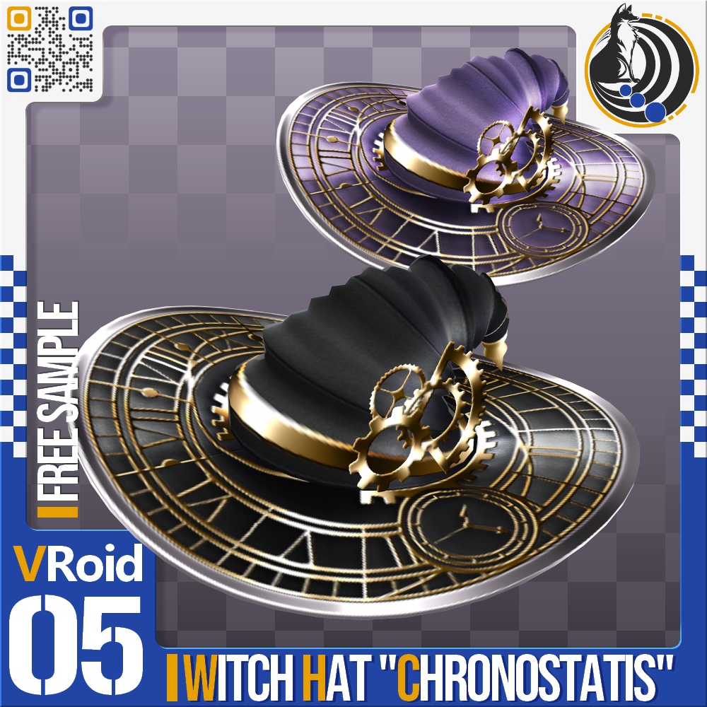 [XWear対応] VRoid用 10色展開 ウィッチ/ウィザードハット ”クロノスタシス" - Witch / Wizard Hat "Chronostasis" 10Colors