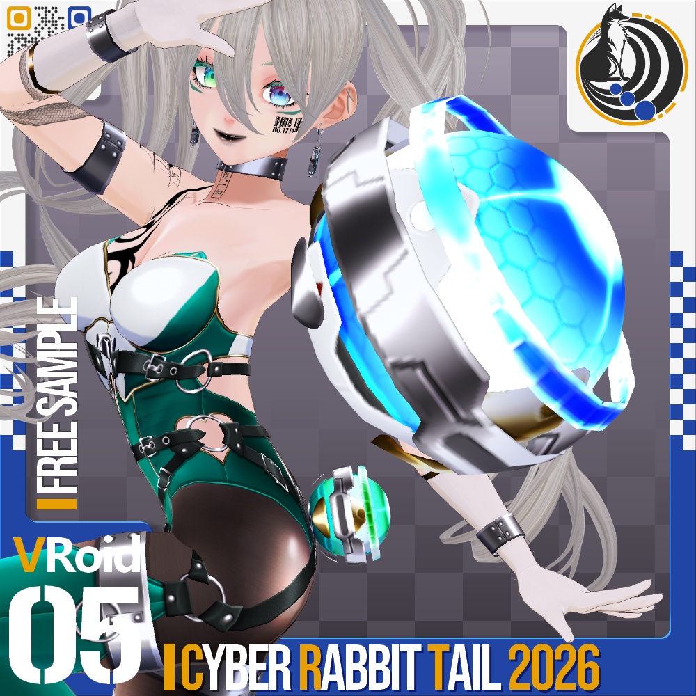[発光可能] VRoid用 8色展開 サイバーラビットテール 2026 - Cyber Rabbit Tail 2026 8Colors