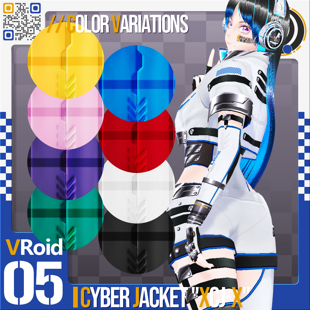 [XWear対応][発光可能] VRoid用 8色展開 サイバージャケット 