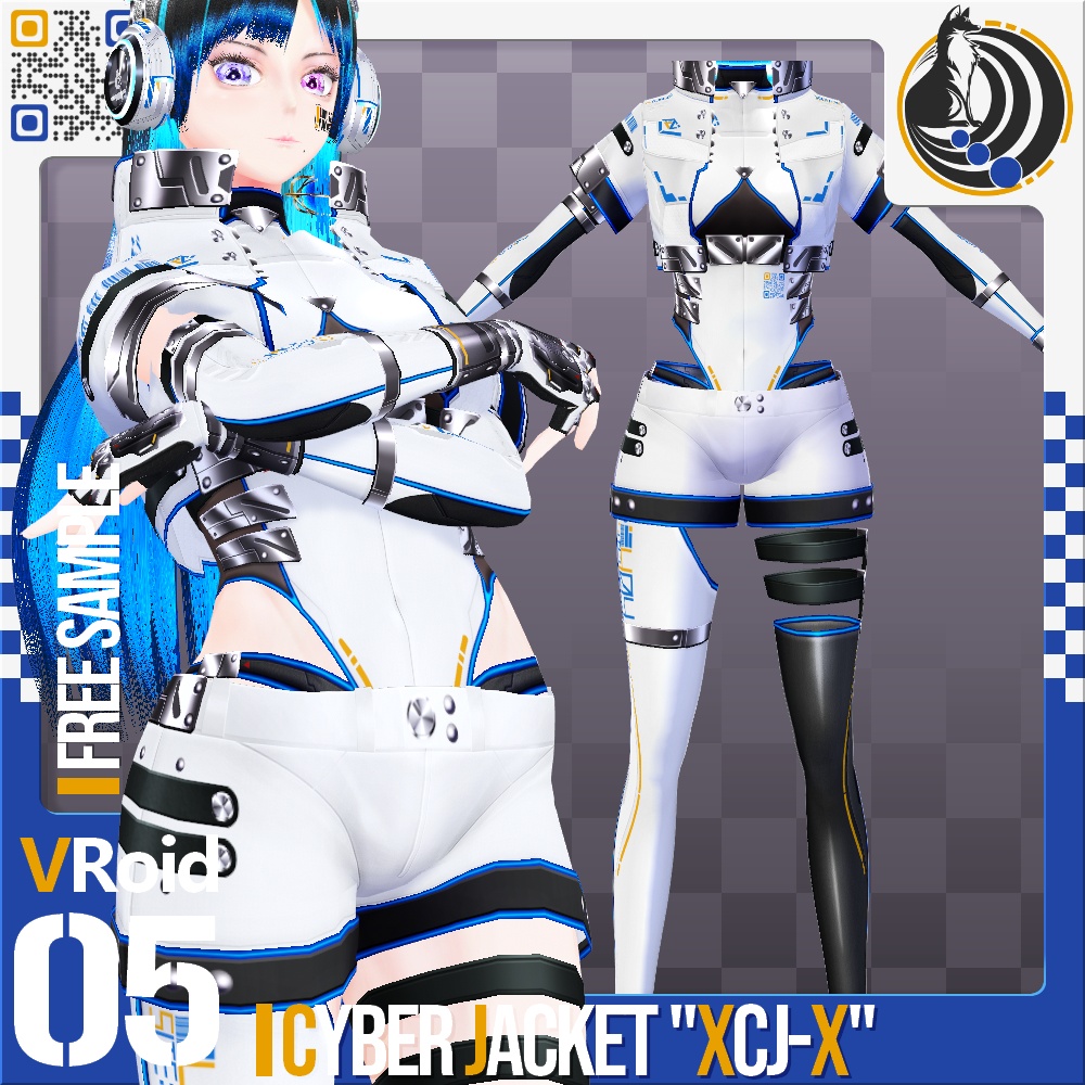 [XWear対応][発光可能] VRoid用 8色展開 サイバージャケット "XCJ-X" - Cyber Jacket "XCJ-X" 8Colors