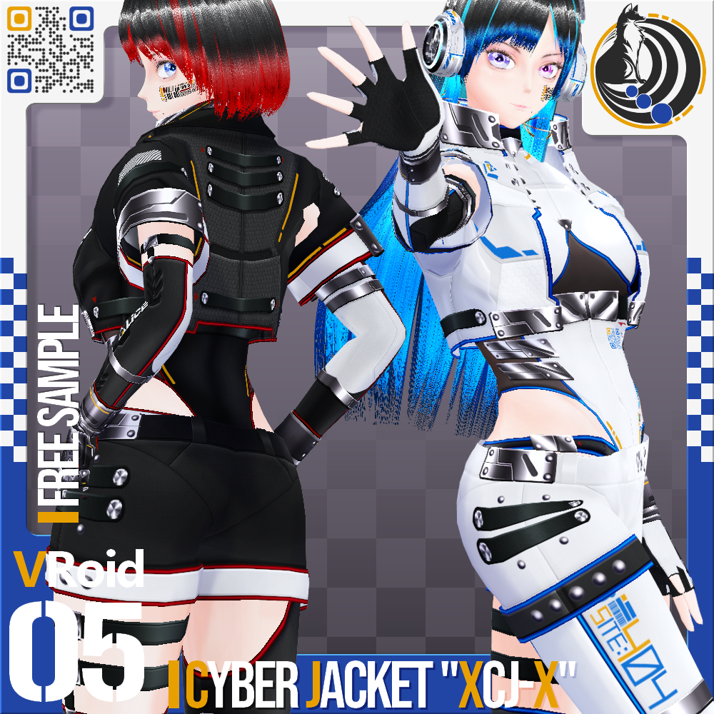 [XWear対応][発光可能] VRoid用 8色展開 サイバージャケット 