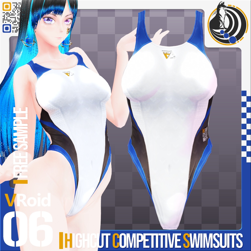 [XWear対応] VRoid用 23色展開 ハイカット競泳水着 - High cut Competitive Swimsuits 23Colors