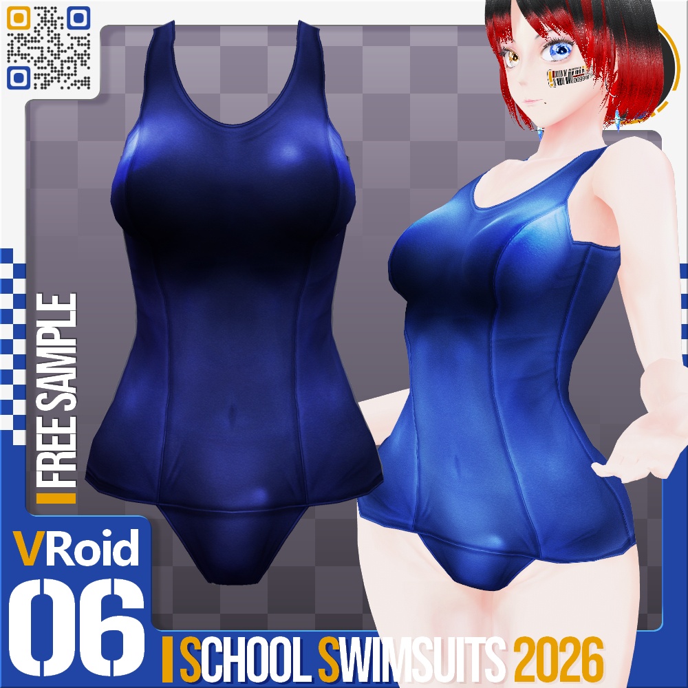 [XWear対応] VRoid用 5色 x 2パターン展開 スクール水着 2026 - School Swimsuits 2026 