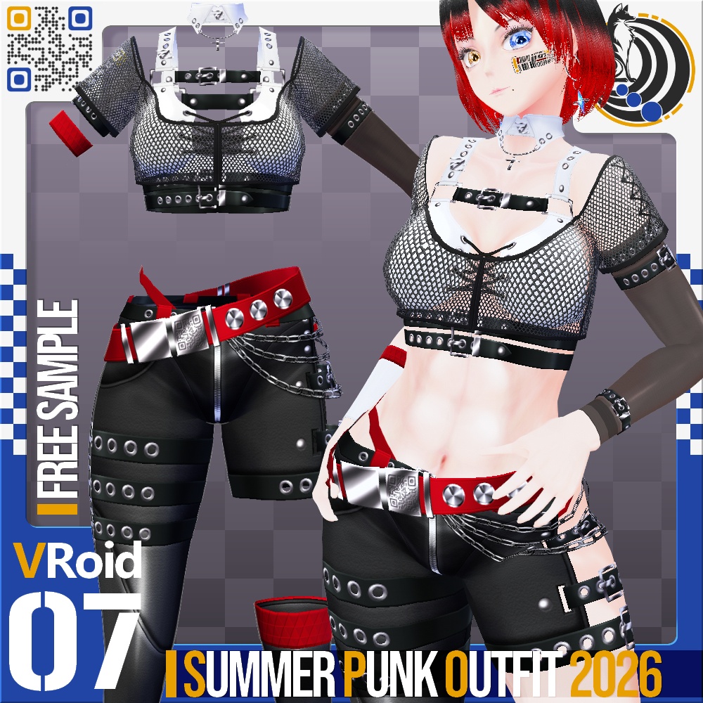 [XWear対応] VRoid用 12色展開 サマーパンクアウトフィット - Summer Punk Outfit 12Colors