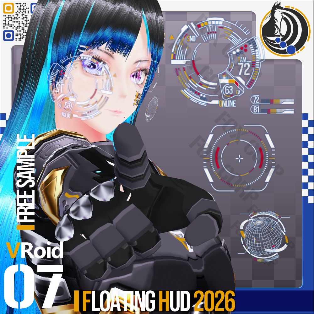 [VRoid] 色調設定可能 浮遊式ヘッドアップディスプレイ 2026 - Floating HUD 2026