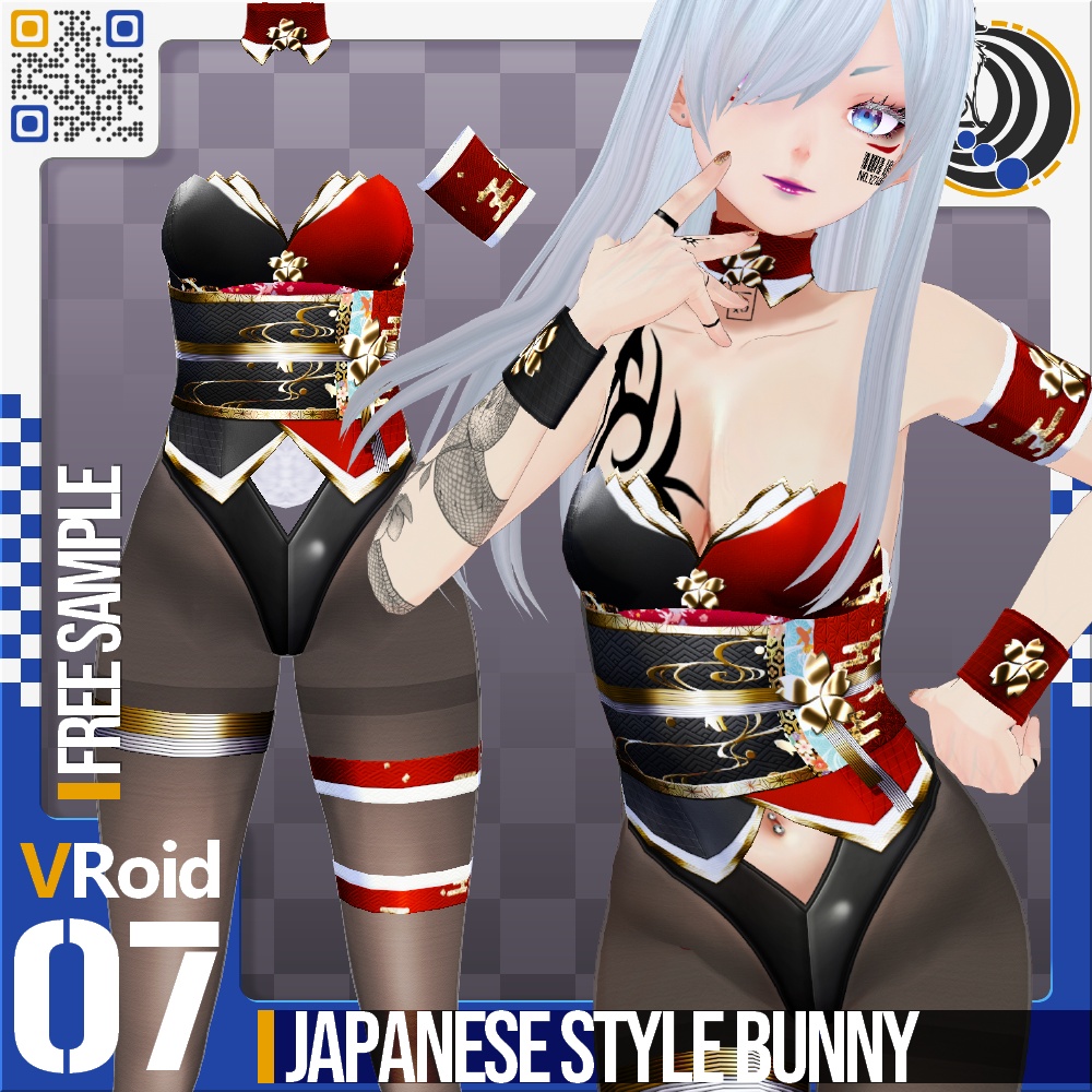 [XWear対応] VRoid用 8色展開 和風バニースーツ - Japanese Style Bunnysuits 8Colors