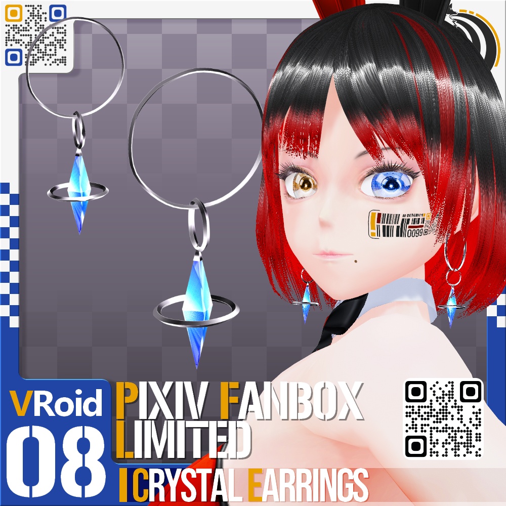 [VRoid][光る！] エミッションクリスタルイヤリング - Emission Crystal Earrings