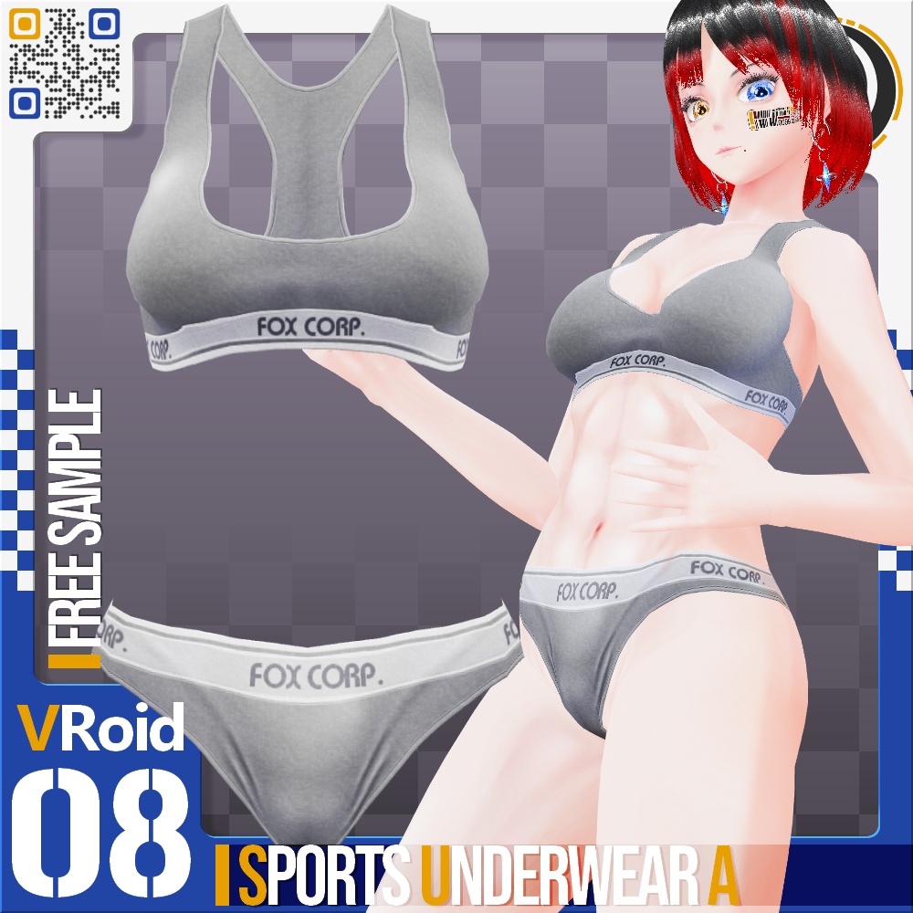 [XWear対応] VRoid用 10色展開 コットンスポーツアンダーウェア Type A - Cotton Sports Underwear Type A 10 Colors
