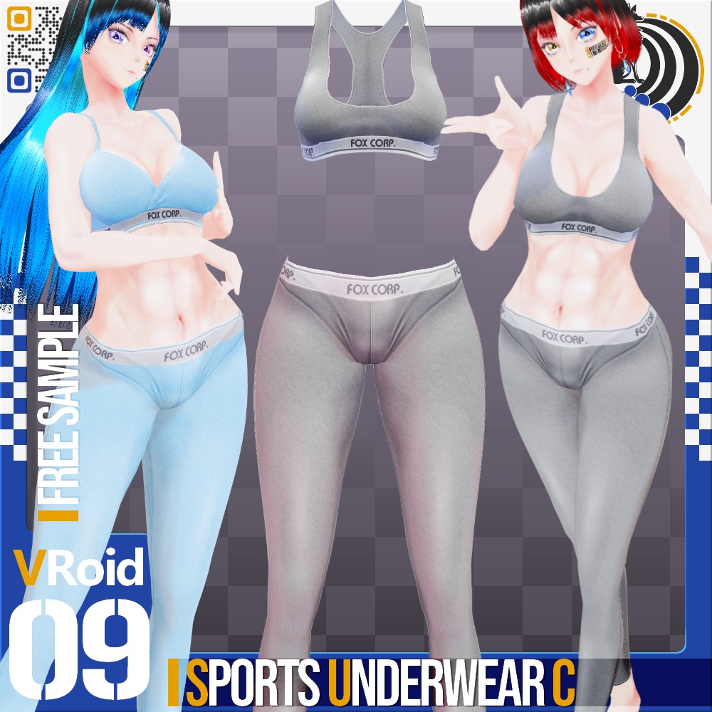 [XWear対応] VRoid用 10色展開 コットンスポーツアンダーウェア Type C - Cotton Sports Underwear Type C 10 Colors