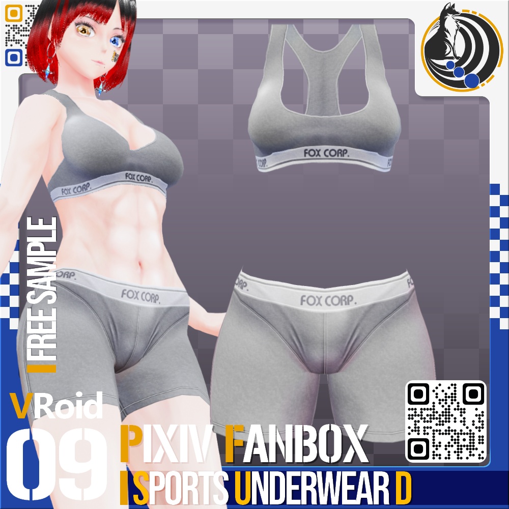 [XWear対応] VRoid用 10色展開 コットンスポーツアンダーウェア Type D - Cotton Sports Underwear Type D 10 Colors