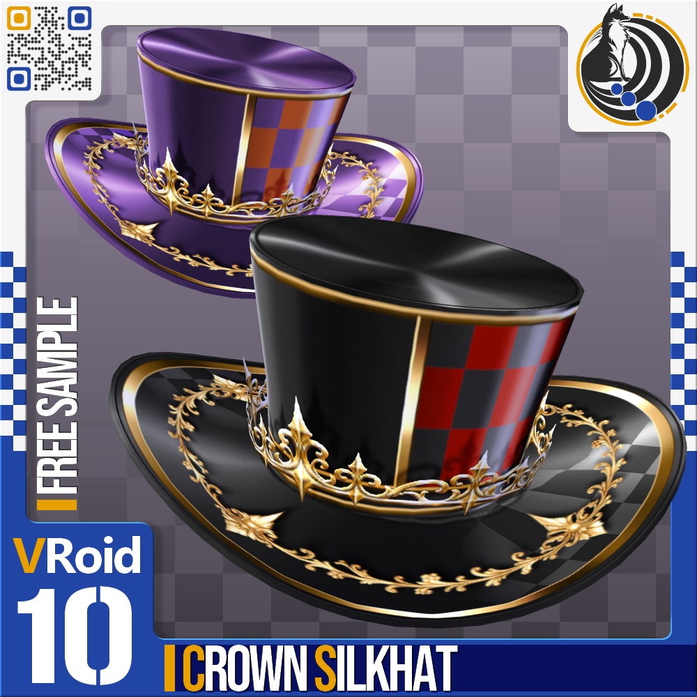 [VRoid] 8色展開 クラウンシルクハット - Crown Silkhat(Tophat) 8Colors