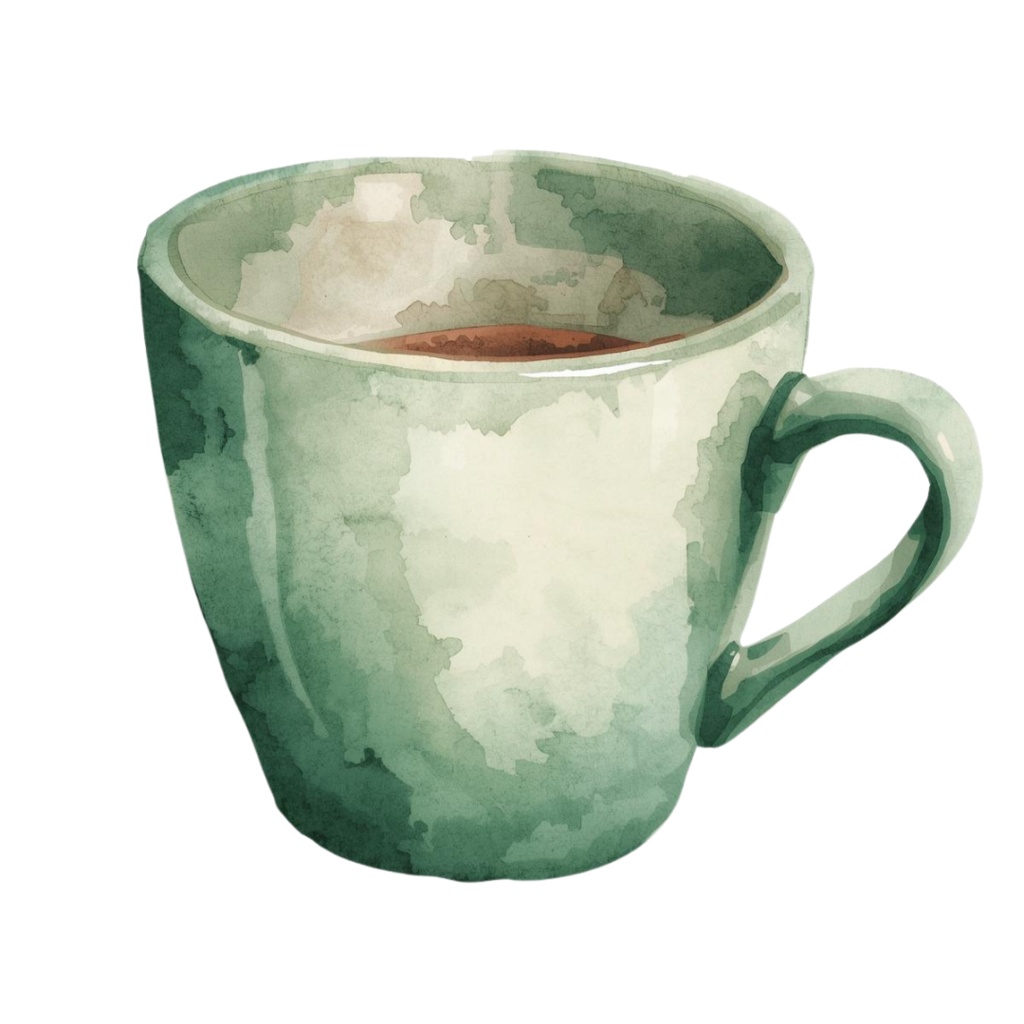 くすみグリーン朝ルーティンモチーフ水彩クリップアート(10点)