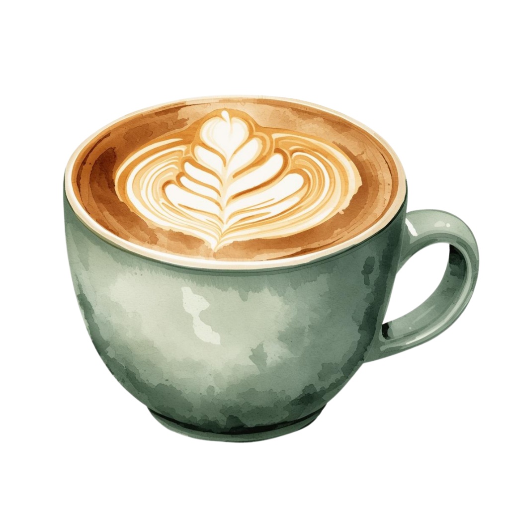 おうちカフェ vol.2|くすみグリーンの水彩クリップアート10点セット