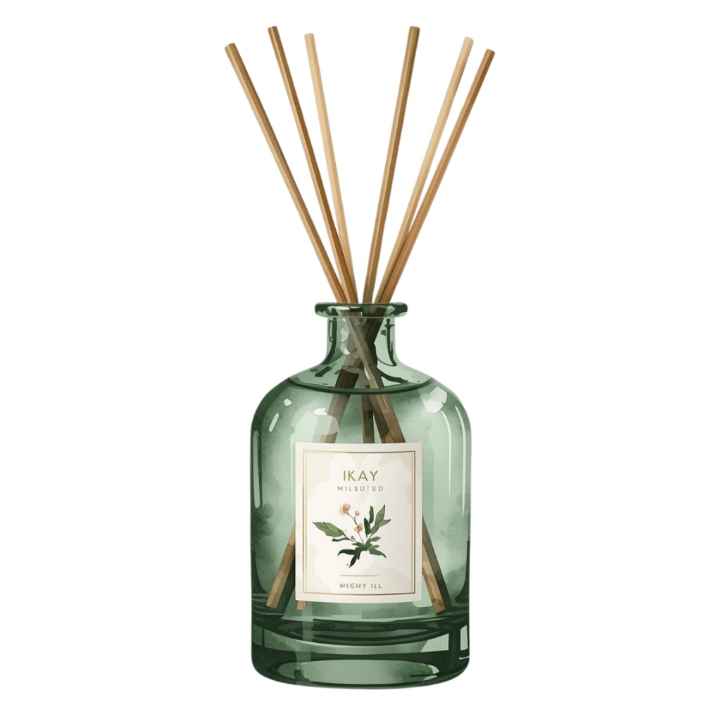 おうちリラックスvol.2|くすみグリーンの水彩クリップアート10点セット