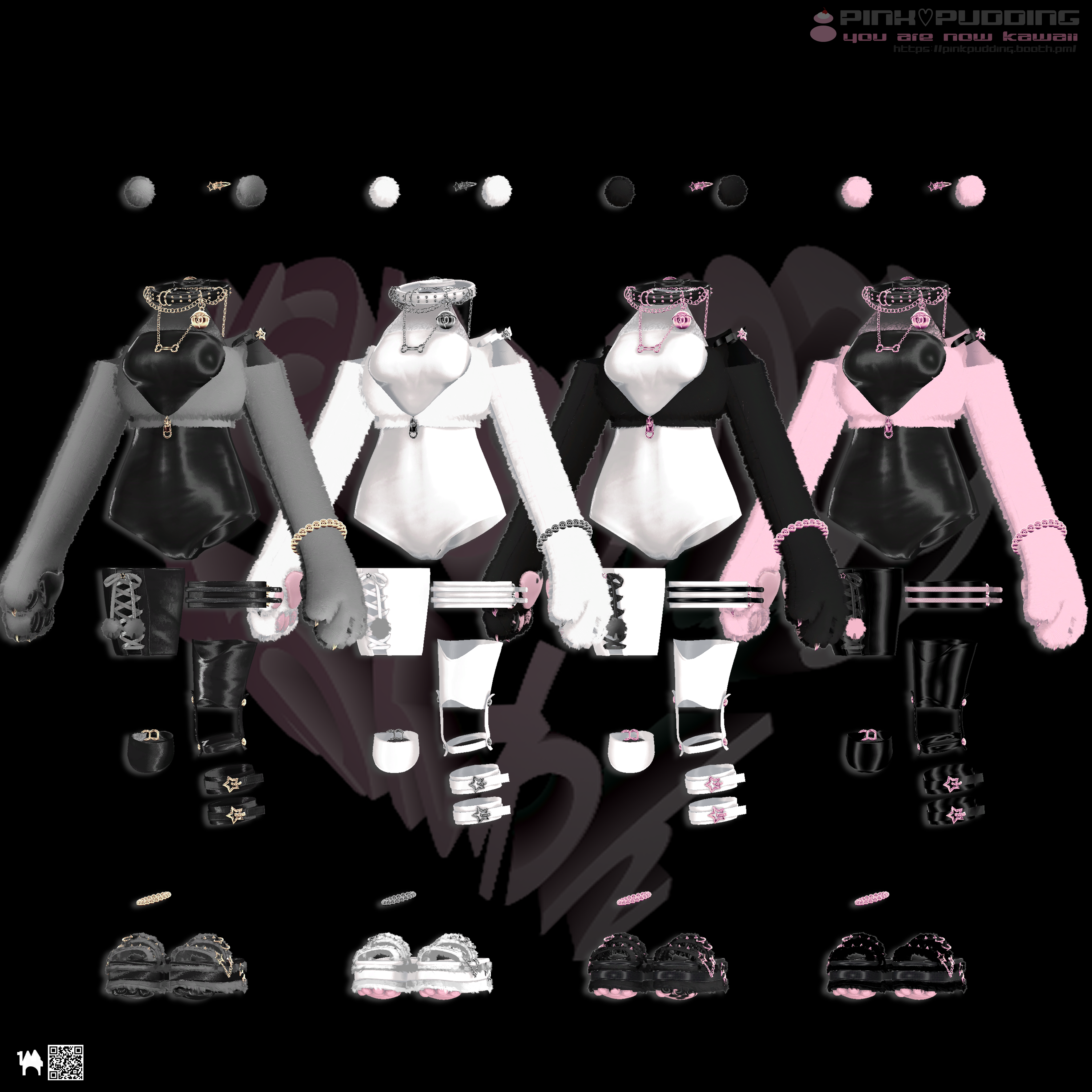 Pink Vrchat Model 【2アバター対応】わんわん♡wangwnag♡【VRChat向け衣装モデル】 - PINK♡PUDDING - BOOTH