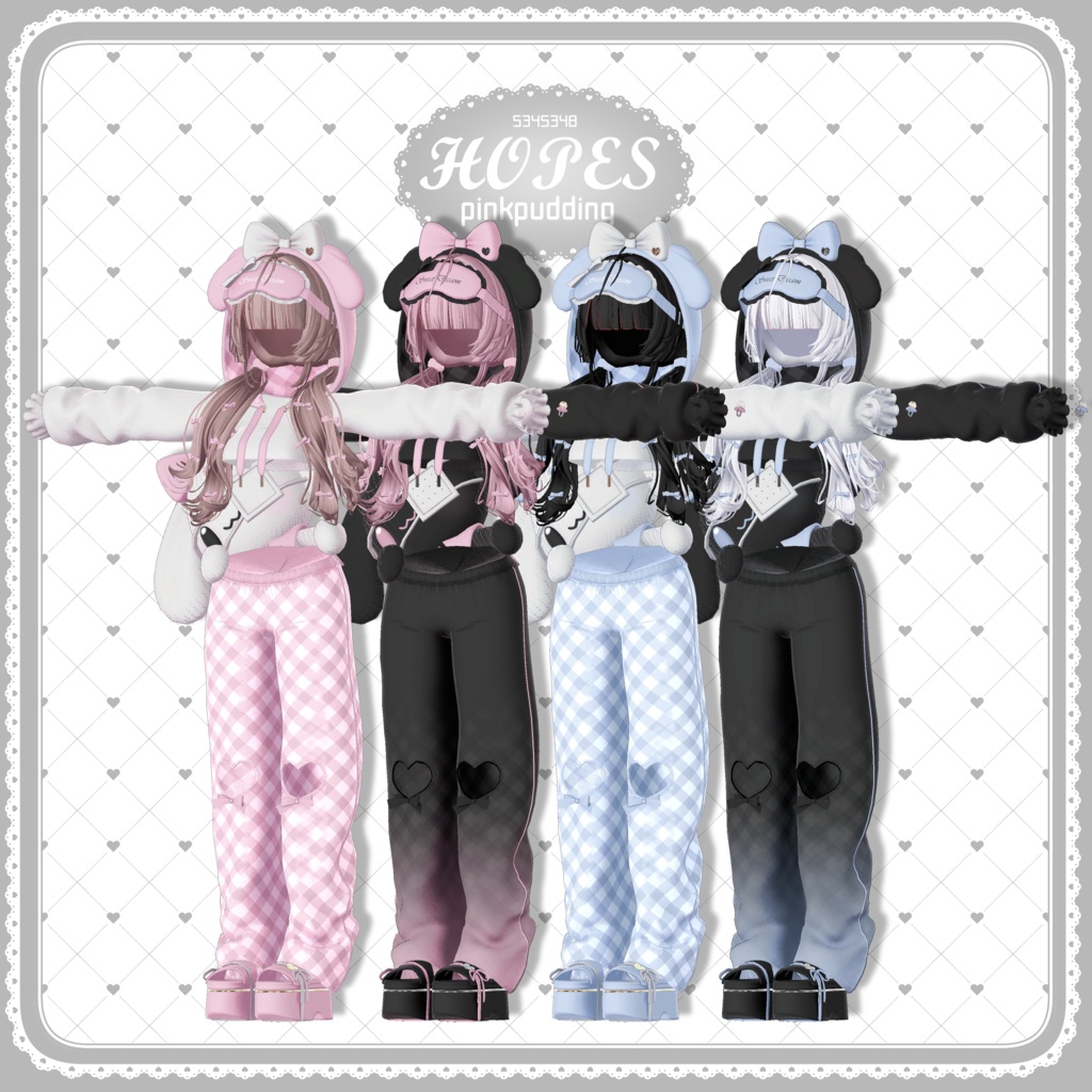 【4アバター対応】 HOPES 【VRChat向け衣装モデル】(!Clothes+Hair!)