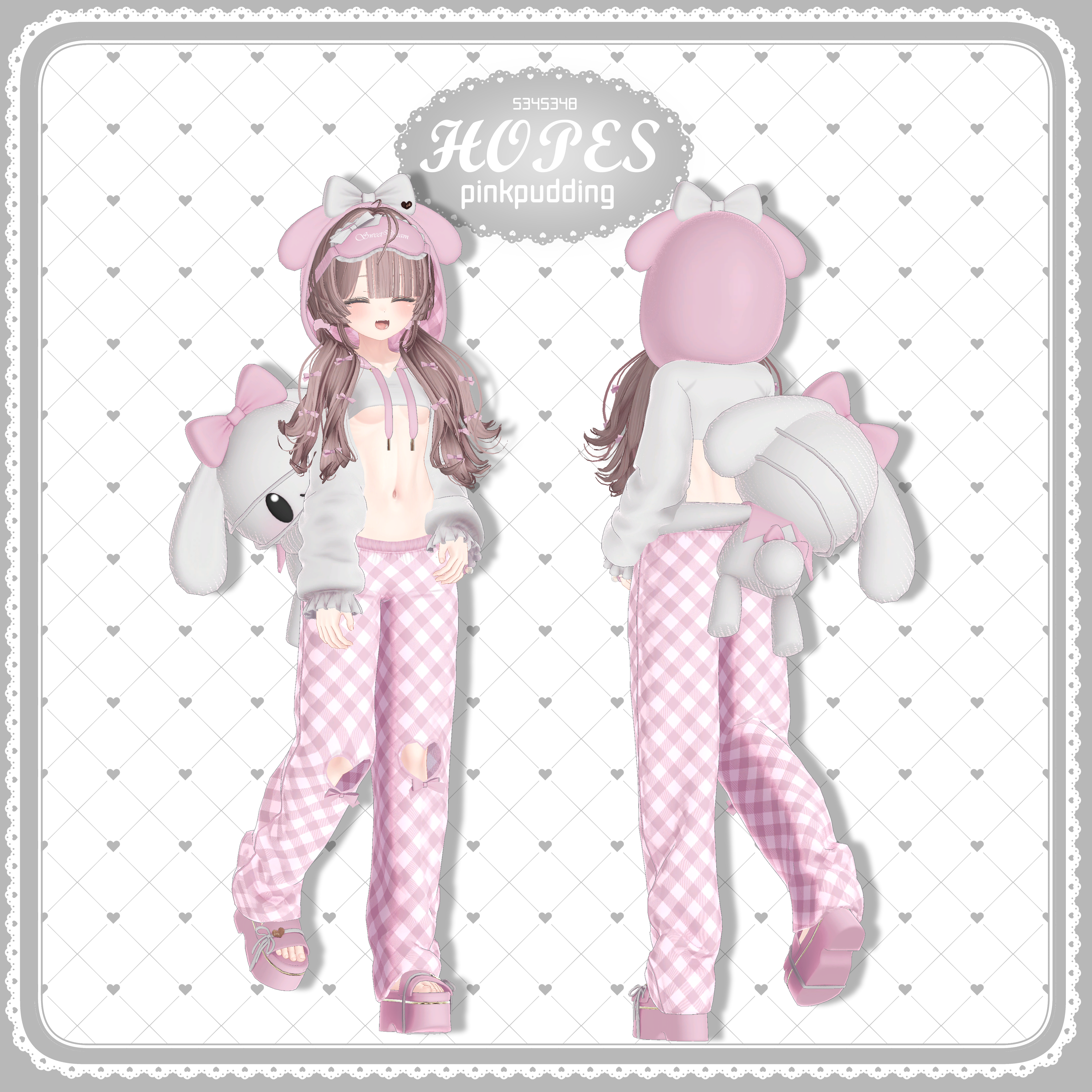 Pink Vrchat Model 【4アバター対応】 HOPES 【VRChat向け衣装モデル】(!Clothes+Hair!) - PINK♡PUDDING - BOOTH
