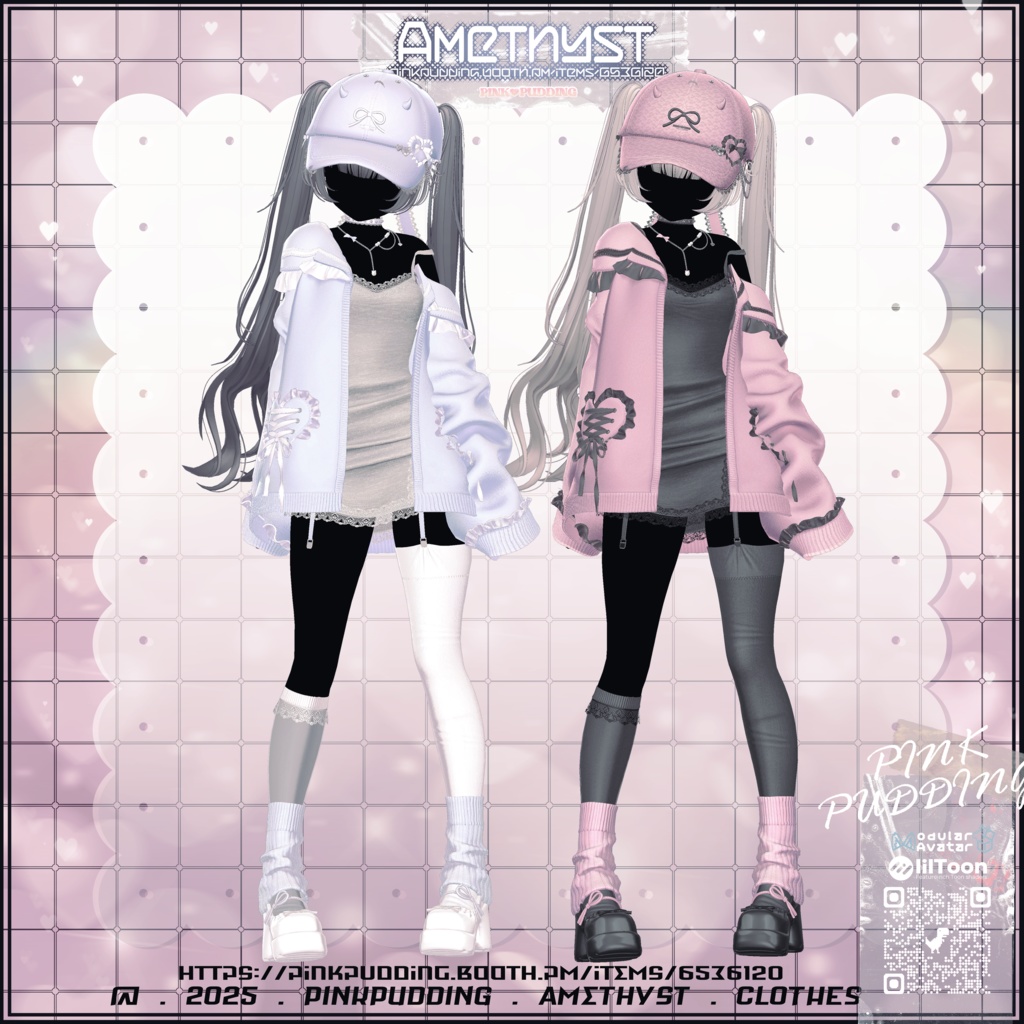 【7アバター対応】 ♡ 𝐀𝐦𝐞𝐭𝐡𝐲𝐬𝐭 ♡ 【VRChat向け衣装モデル】