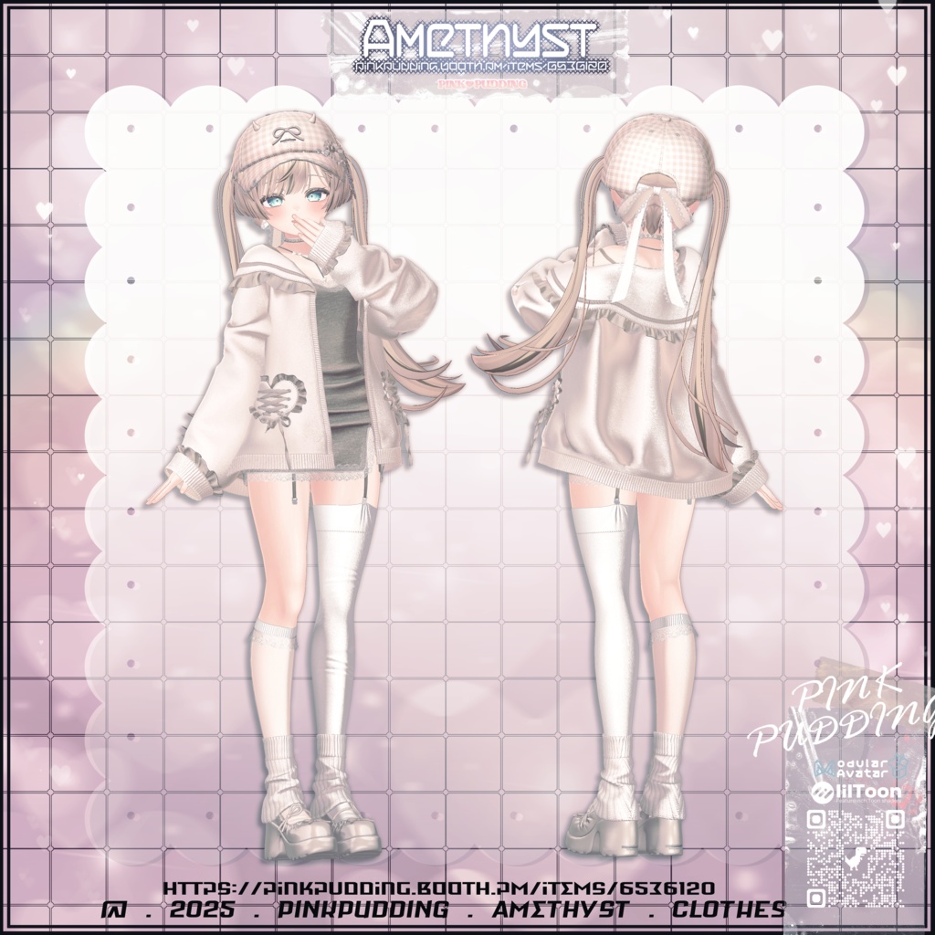 【7アバター対応】 ♡ 𝐀𝐦𝐞𝐭𝐡𝐲𝐬𝐭 ♡ 【VRChat向け衣装モデル】