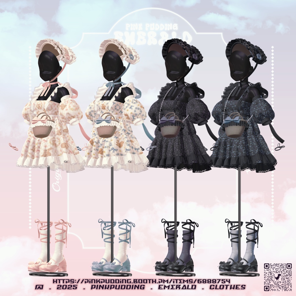 【10アバター対応】 ♡ 𝐄𝐦𝐞𝐫𝐚𝐥𝐝 ♡ 【VRChat向け衣装モデル】