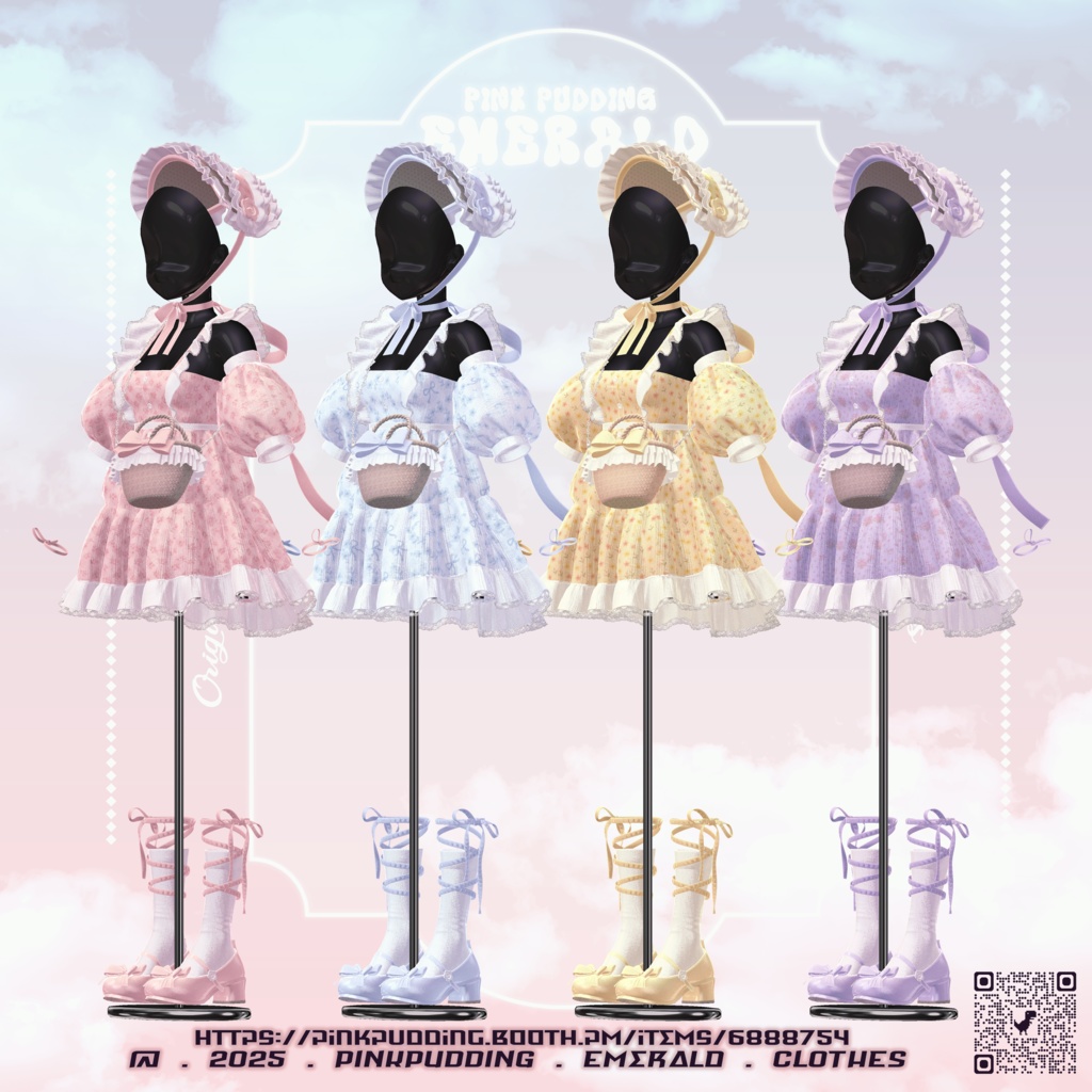 【10アバター対応】 ♡ 𝐄𝐦𝐞𝐫𝐚𝐥𝐝 ♡ 【VRChat向け衣装モデル】