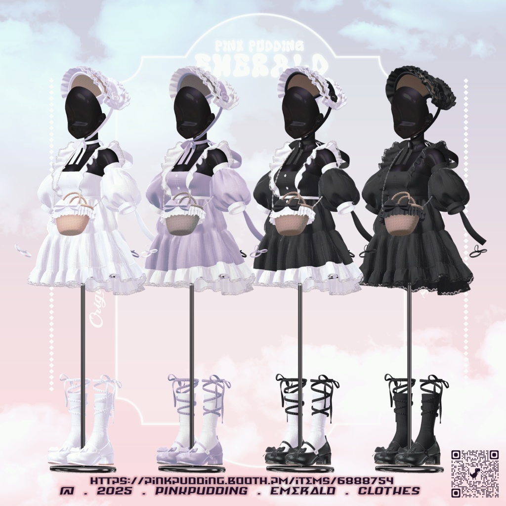 【10アバター対応】 ♡ 𝐄𝐦𝐞𝐫𝐚𝐥𝐝 ♡ 【VRChat向け衣装モデル】