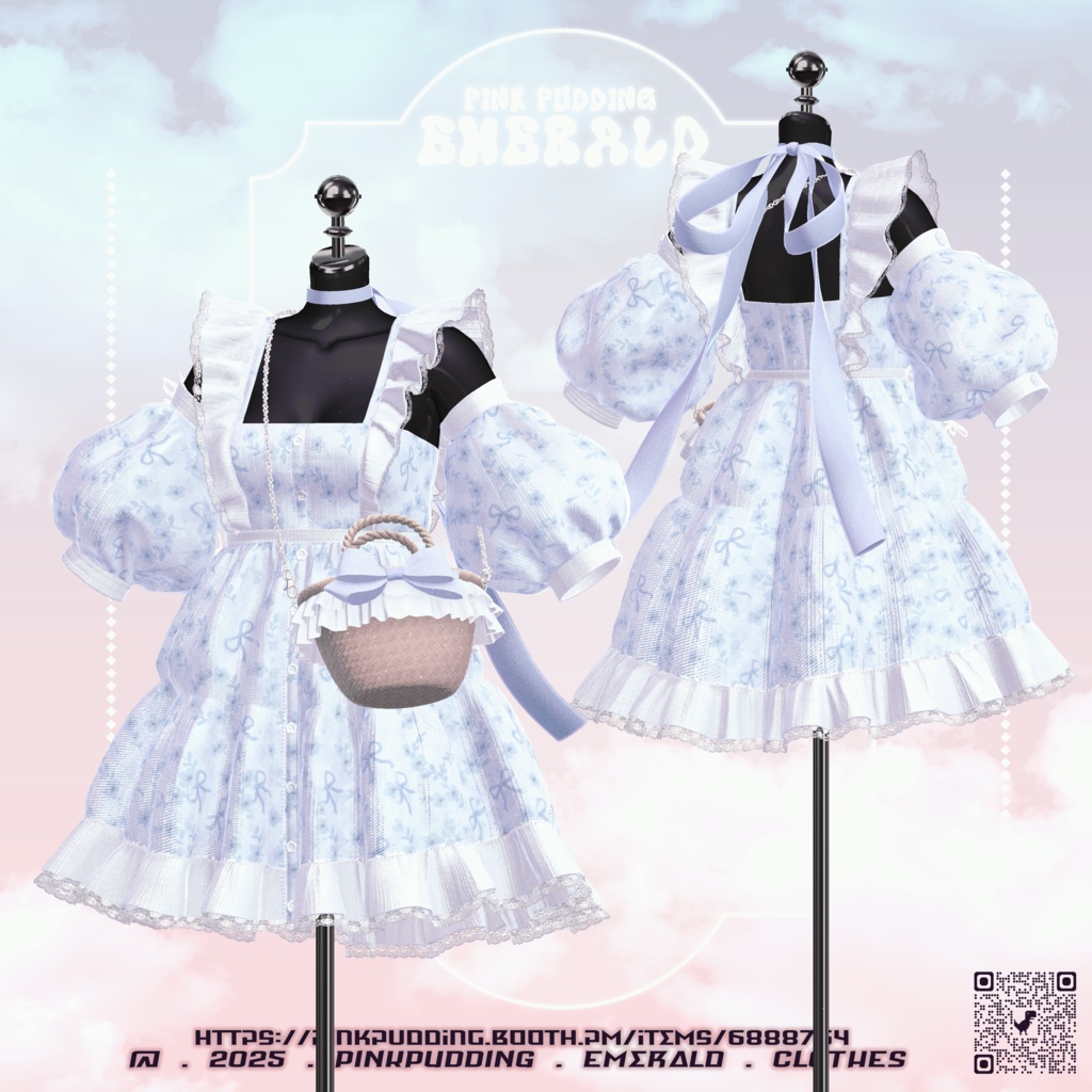 【10アバター対応】 ♡ 𝐄𝐦𝐞𝐫𝐚𝐥𝐝 ♡ 【VRChat向け衣装モデル】