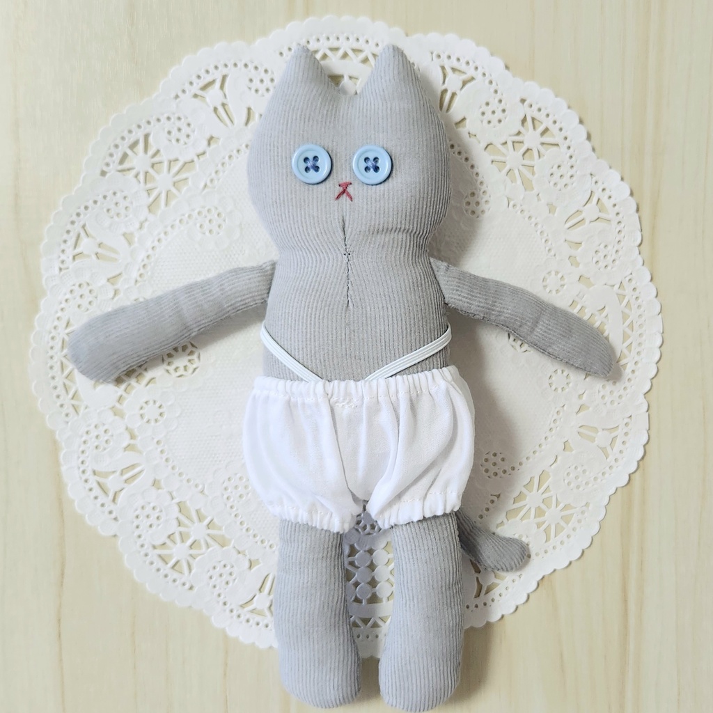 ぬいぐるみ おきがえねこちゃん・うすグレー