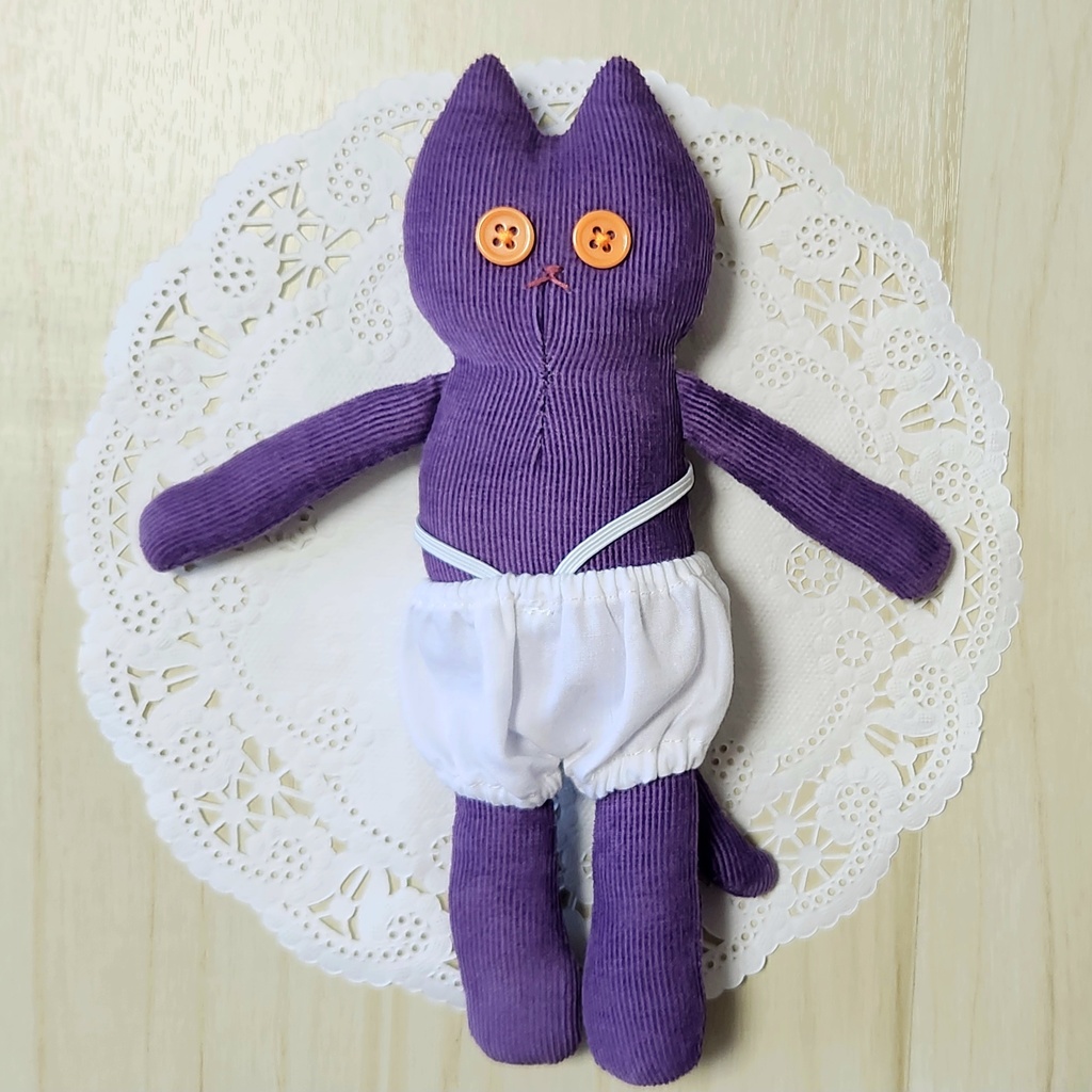 ぬいぐるみ おきがえねこちゃん・むらさき色