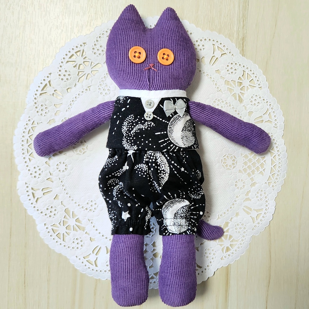 ぬいぐるみ おきがえねこちゃん・むらさき色