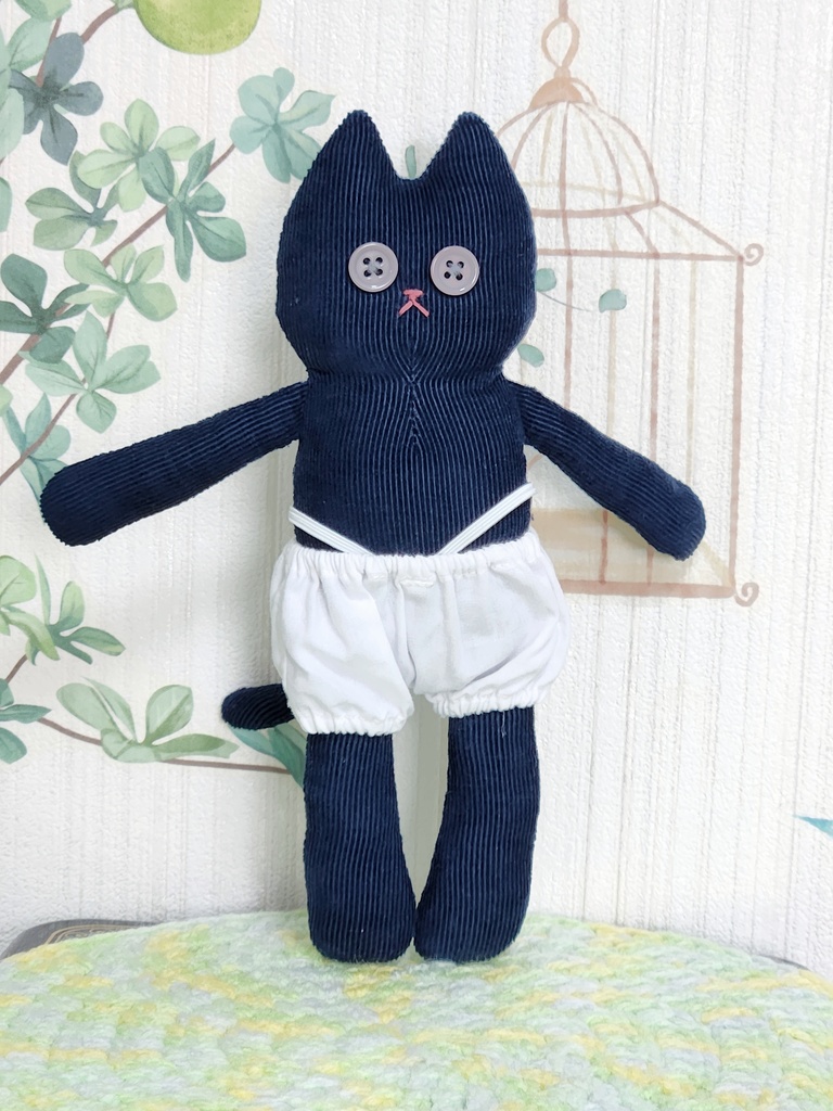 ぬいぐるみ　おきがえねこちゃん　紺色