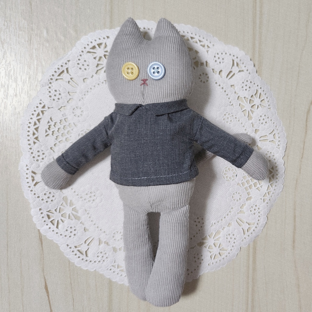 ぬいぐるみ服 長袖のシャツ・グレー