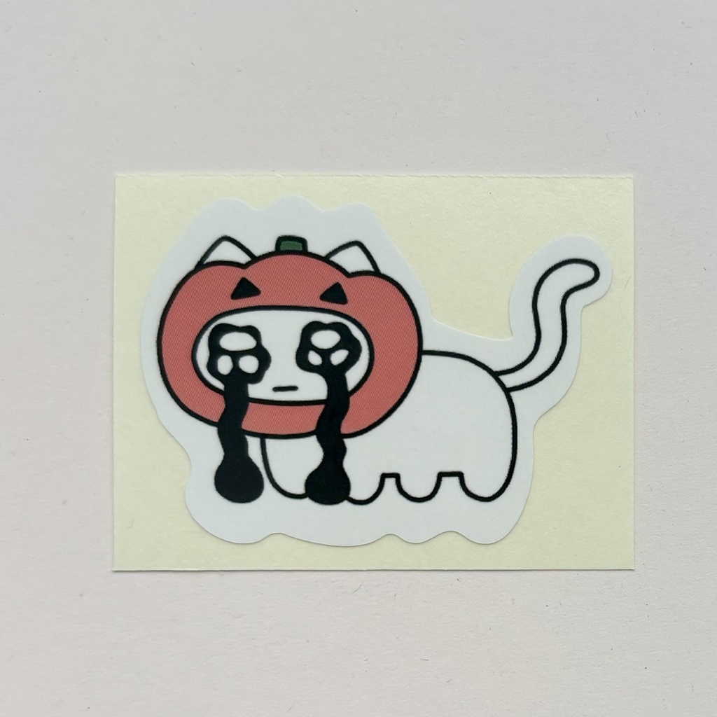 ハロウィン　目が溶ける猫 ステッカー