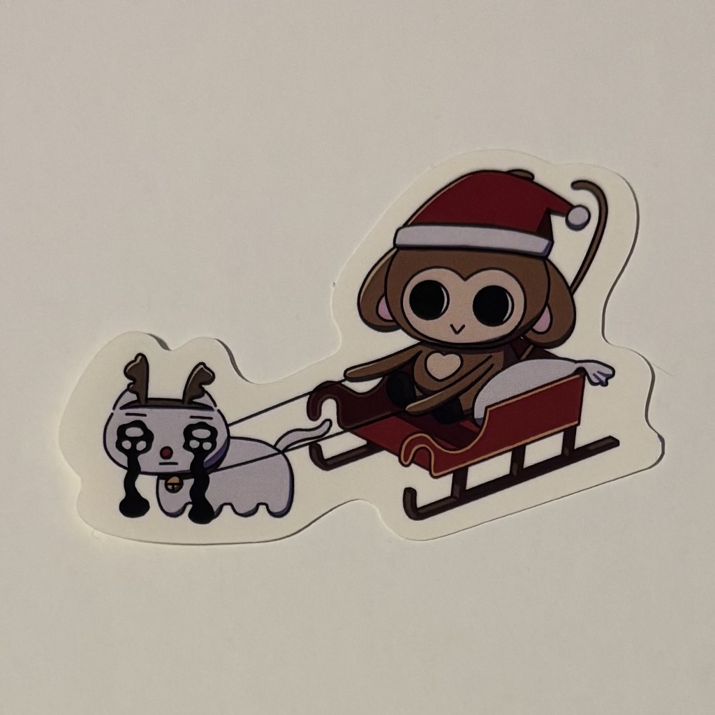 ねことさるのクリスマスステッカー