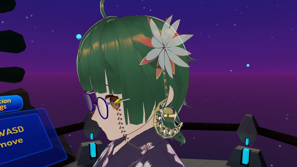 [VRChat]月下美人モチーフ簪