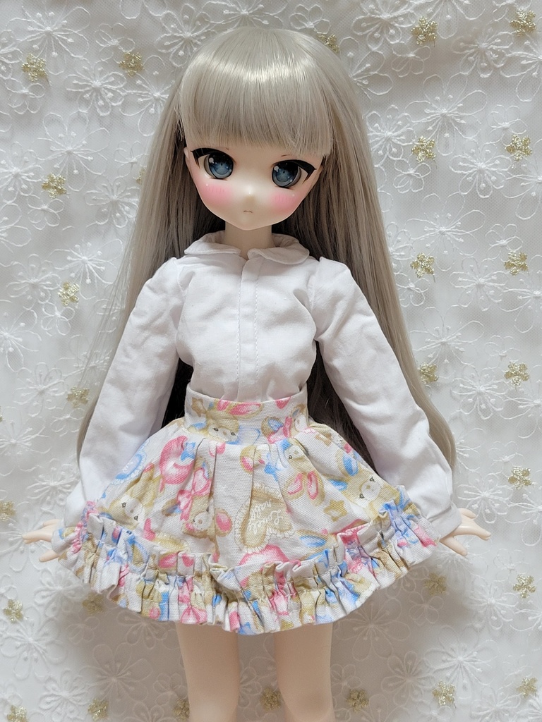 ドール服 MDDサイズ うさぎ柄ハイウエストスカート