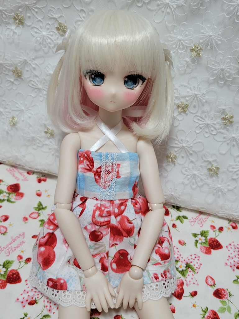 セール価格 ドール服 MDD S胸サイズ ギンガムチェリーパフェワンピ