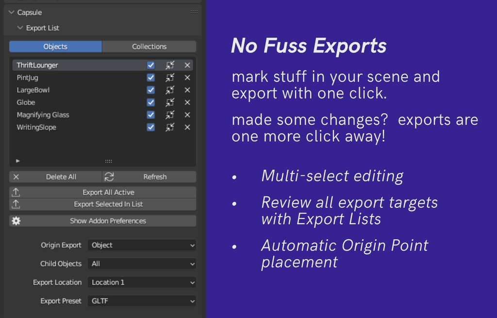 Capsule - One-Click Batch Exports for Blender