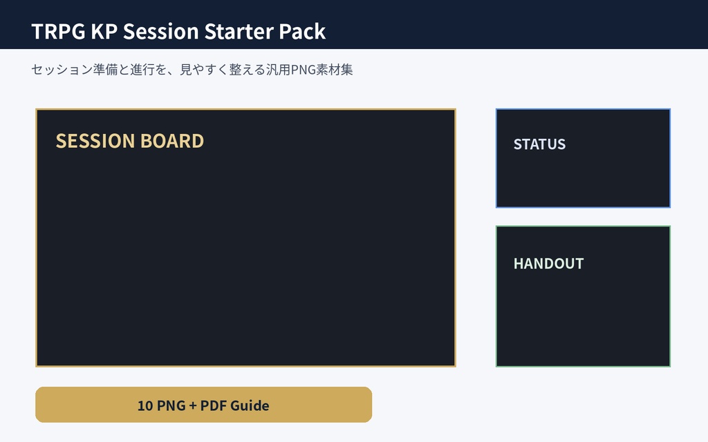 TRPG KP Session Starter Pack|オンラインセッション用 汎用KP支援PNG素材10点
