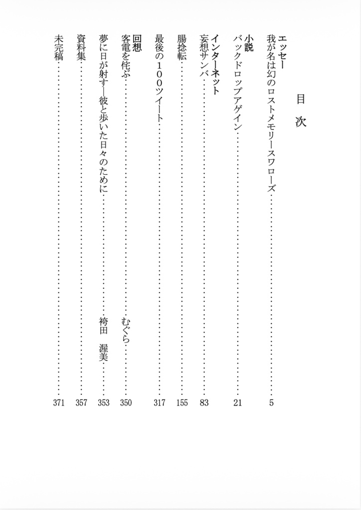 田中アハ太郎遺稿集「腸捻転」