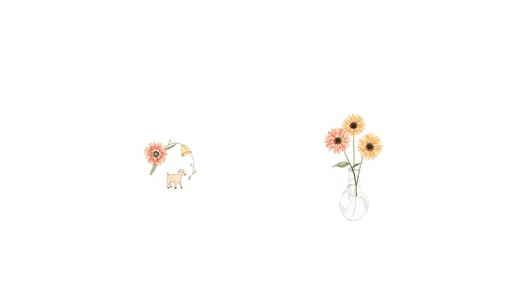 小さい動物（羊）と花のデジタルペーパー（3枚セット）