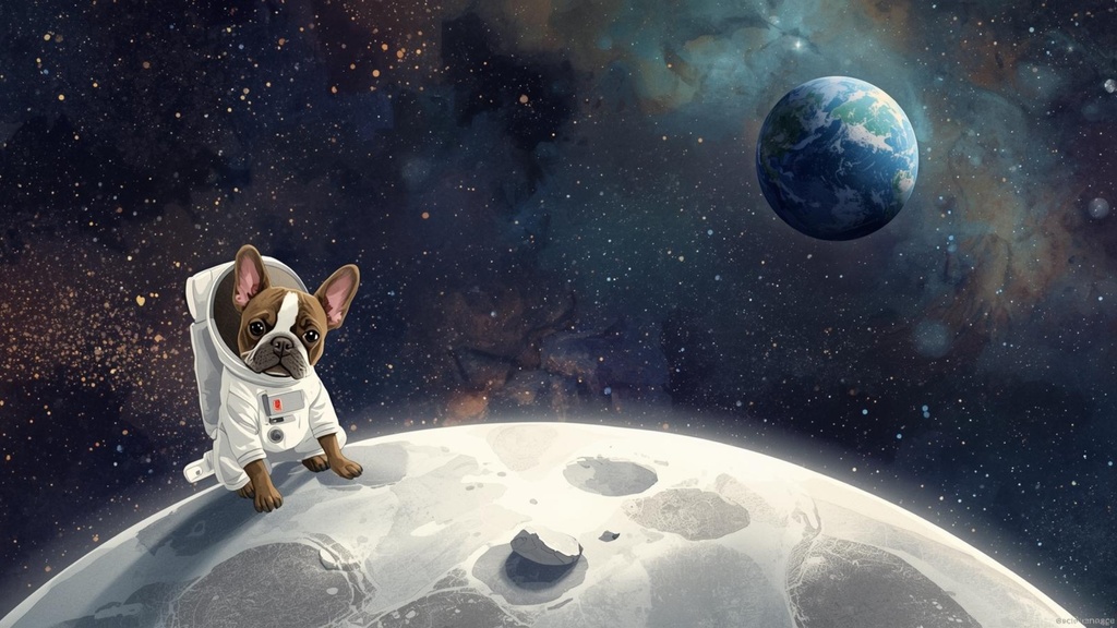 フレンチブルドッグのデジタルペーパー_宇宙（6枚セット）