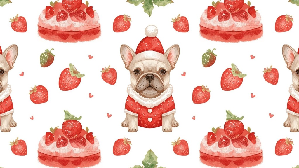 フレンチブルドッグのデジタルペーパー_クリスマス（2枚セット）